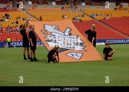 Brisbane, Australien, 3. März 2024: Vorbereitung des Spiels bei der Isuzu Ute Ein Ligaspiels zwischen Brisbane Roar und Melbourne Victory FC im Suncorp Stadium (Promediapix/SPP) Credit: SPP Sport Press Photo. /Alamy Live News Stockfoto