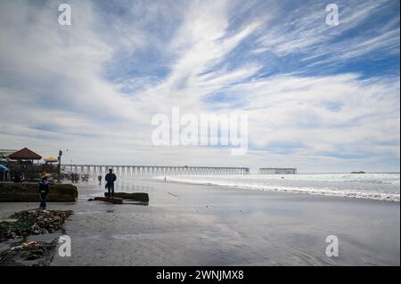 PLAYAS DE ROSARITO, MEXICO Storm beschädigte Pier Stockfoto