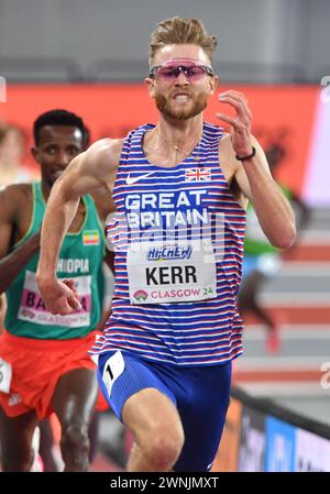 Glasgow, Großbritannien. März 2024. Josh Kerr aus Großbritannien tritt beim 3000-Meter-Finale der Männer bei den Leichtathletik-Hallenweltmeisterschaften 2024 in Glasgow, Großbritannien, am 2. März 2024 an. Quelle: Mark Runnacles/Xinhua/Alamy Live News Stockfoto