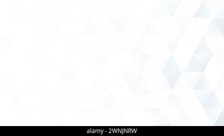 Abstrakte helle Dreiecke auf weißem Hintergrund. Hochauflösender, geometrischer dreieckiger Hintergrund im Vollformat mit Kopierraum. Stockfoto