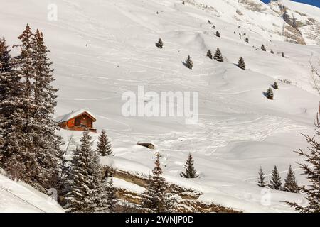 Blick von der Gondelstation Gadastatt Stockfoto