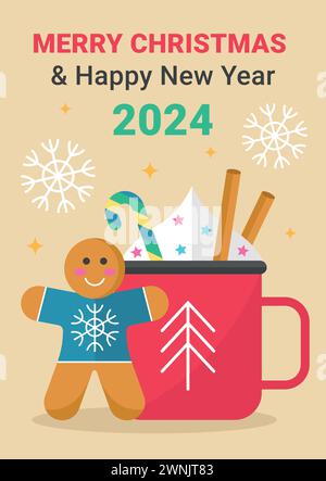 Heiße Schokolade Weihnachten Ingwermann Stock Vektor