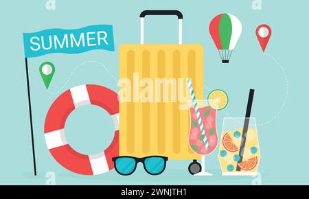 Illustration des flachen Vektorsymbols für den Sommer Stock Vektor