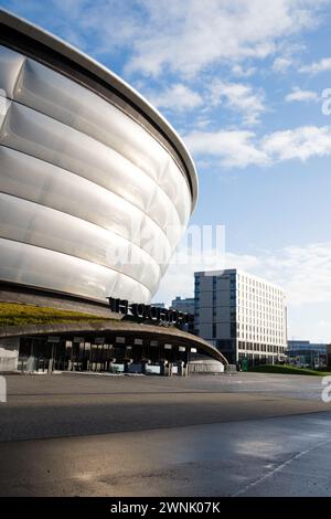 Glasgow Schottland: 13. Februar 2024: Außenansicht der Hydro Arena in Glasgow, auch bekannt als OVO Hydro Stockfoto