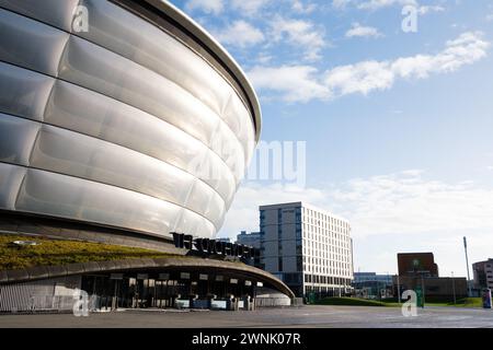 Glasgow Schottland: 13. Februar 2024: Außenansicht der Hydro Arena in Glasgow, auch bekannt als OVO Hydro Stockfoto