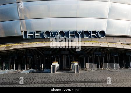 Glasgow Schottland: 13. Februar 2024: Außenansicht der Hydro Arena in Glasgow, auch bekannt als OVO Hydro Stockfoto