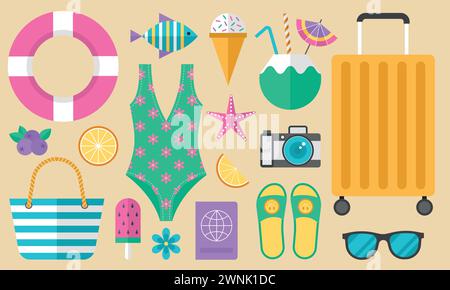 Sommer Zeit Vektor Icon Foto Strand Stock Vektor