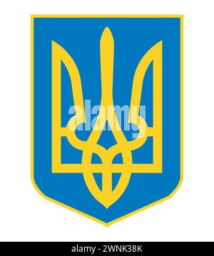 Das Wappenschild der Ukraine in blau und gelb Stock Vektor