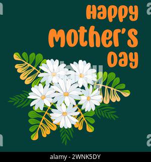 Happy Mother's Day Blumenweihnachtskarte mit einem Blumenstrauß Vektor Illustration Stock Vektor