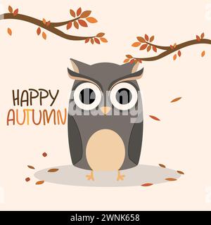 Niedliche Eule Herbsttier Charakter Vektor Stock Vektor