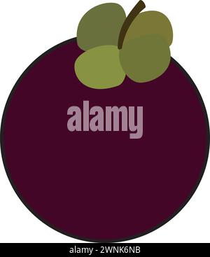 Farbige Mangostanfrucht Symbol Vektor Stock Vektor