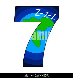 Illustration des siebten Tages der Schöpfung, an dem Gott ruht. Symbolisches Erd- und Schlafdesign. Vektorabbildung. EPS 10. Stock Vektor