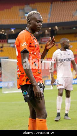 Brisbane, Australien, 3. März 2024. Ayom Majok (99 Brisbane) im Suncorp Stadium im Spiel der Isuzu Ute, Einem Spiel zwischen Brisbane Roar und Melbourne Victory FC. Quelle: Matthew Starling / Alamy Live News Stockfoto