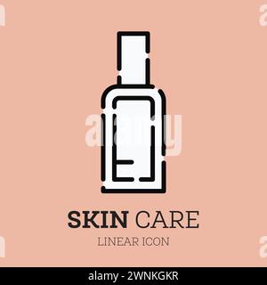 Body Lotion flaches lineares Symbol. Körperpflegemittel. Kosmetik. Vektorabbildung. Hautpflegesymbol. Stock Vektor