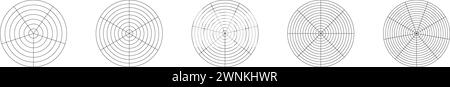 Pentagon- und Sechseckdiagramm für 5-Punkt-Radar- oder Spider-Diagramme. Zur Visualisierung von Daten mit strukturiertem Diagramm. Illustration des flachen Vektors Stock Vektor