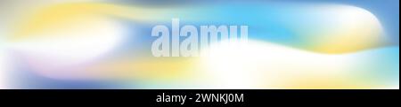 Verlaufender Hintergrund, der Blau, Gelb und Violett mit sanftem Glanz und lebendiger Aura verbindet. Illustration des flachen Vektors auf weißem Hintergrund isoliert. Stock Vektor