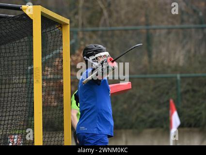 Brüssel, Belgien März 2024. Gantoises Torhüter James Carr, ein Foto während eines Eishockeyspiels zwischen dem Royal Leopold Club und Gantoise am Sonntag, den 3. März 2024, in Uccle/Ukkel, Brüssel, am 14. Tag der belgischen Hockeymeisterschaft. BELGA FOTO JOHN THYS Credit: Belga News Agency/Alamy Live News Stockfoto