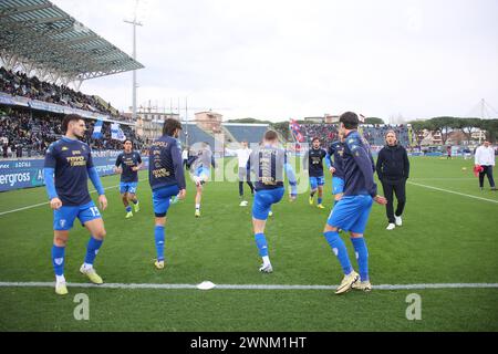 Empoli, Italien. März 2024. Foto Michele Nucci/LaPresse 3 Marzo 2024, Empoli, Italia Sport, calcio. Empoli fc vs. Cagliari Calcio - Campionato di calcio Serie A TIM 2023/2024 - stadio Carlo Castellani Nella foto: i giocatori dell'Empoli durante il riscaldamento Foto: Michele Nucci/LaPresse 03. März 2024, Empoli, Italien. Sport, Fußball. Empoli fc vs. Cagliari Calcio - italienische Fußballmeisterschaft Liga A TIM 2023/2024 - Carlo Castellani Stadion im Bild: Die Spieler von Empoli während des warm Up Credit: LaPresse/Alamy Live News Stockfoto