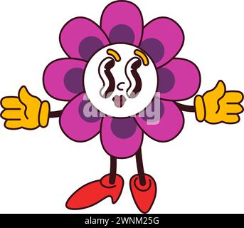 Blume Cartoon Charakter, Aufkleber oder Emoticon Stock Vektor