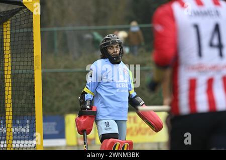 Brüssel, Belgien März 2024. Leopolds Adam Burnotte blickt auf ein Hockeyspiel zwischen Royal Leopold Club und Gantoise am Sonntag, den 3. März 2024, in Uccle/Ukkel, Brüssel, am 14. Tag der belgischen Hockeymeisterschaft. BELGA FOTO JOHN THYS Credit: Belga News Agency/Alamy Live News Stockfoto