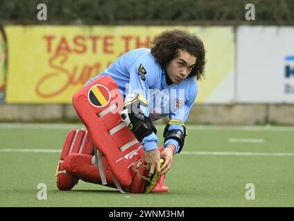 Brüssel, Belgien März 2024. Leopolds Adam Burnotte wurde während eines Eishockeyspiels zwischen dem Royal Leopold Club und Gantoise am Sonntag, den 3. März 2024, in Uccle/Ukkel, Brüssel, am 14. Tag der belgischen Hockeymeisterschaft in der ersten Liga, dargestellt. BELGA FOTO JOHN THYS Credit: Belga News Agency/Alamy Live News Stockfoto