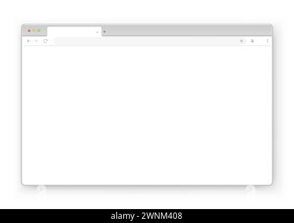 Webbrowser-Fensterdesign auf weißem Hintergrund. Vektorrahmen einer Website-Vorlage mit einem Schatten. Stock Vektor
