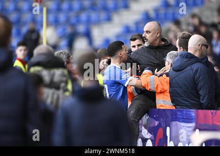 Genk, Belgien. März 2024. Genks Bilal El Khannouss, Bild nach einem Fußballspiel zwischen KRC Genk und Club Brügge, Sonntag, den 3. März 2024 in Genk, am 2. Tag! Der Saison 2023-2024 der ersten Liga der „Jupiler Pro League“ der belgischen Meisterschaft. BELGA FOTO JOHAN EYCKENS Credit: Belga News Agency/Alamy Live News Stockfoto