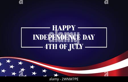 Happy Independence Day 4Th im Juli Text mit us-Flagge Illustration Design Stock Vektor