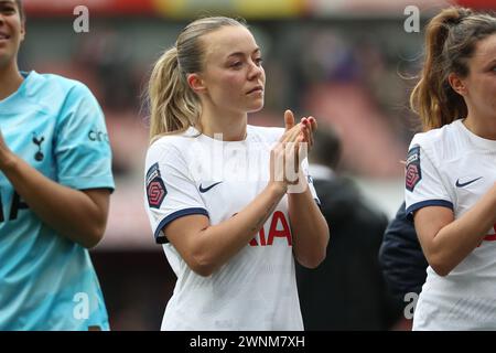 London, Großbritannien. März 2024. Während des Spiels der Barclays Women’s Super League zwischen Arsenal und Tottenham Hotspur im Emirates Stadium Credit: Ryan Asman/On her Side Credit: Ryan Asman/Alamy Live News Stockfoto