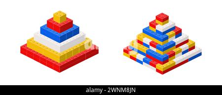 Satz von Farbpyramiden in der Isometrie. Vektor Stock Vektor