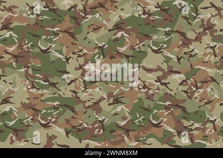 Nahtloses Camouflage-Muster für mehrere Geländebereiche (Multicam). Sieben Farben und Schattierungen der natürlichen Umgebung. Stock Vektor