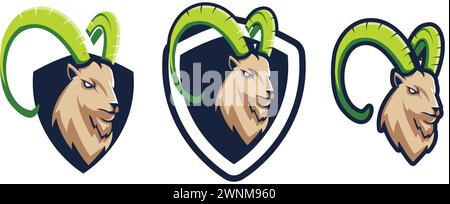 Mountain Goat Logo Vektor, Markhor Vektor Logo, Markhoor Cooperation Identity Logo Stock Vektor