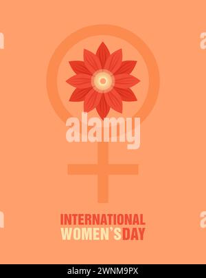 Grußkarte zum internationalen Frauentag. Frau und Venus Symbol mit Blume innen. Illustration des flachen Vektors Stock Vektor