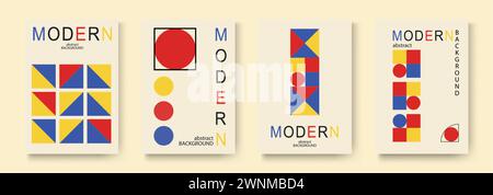 Minimalistischer Hintergrund. Vektor geometrische abstrakte Illustration Set Sammlung Karte Vintage Stil. Zum Malen, Poster, Plakaten oder Cover Stock Vektor