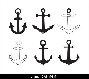 Anker svg, nautisch, Schiffsanker Vektor, Bootsanker svg, Marinestanker Stock Vektor