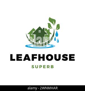 Design-Vorlage für umweltfreundliches Haus oder Leaf House Icon Stock Vektor