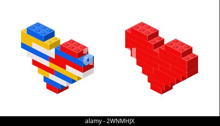 Herzenssatz in der Isometrie. Vektor-Clipart Stock Vektor