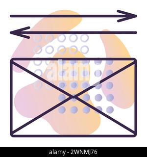 Postzustellung, Brief senden, dunkelblaues Linienvektorsymbol mit verlaufendem Hintergrund Stock Vektor