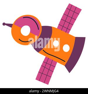 Künstlich geschaffener Satellit umkreist im Weltraum Stock Vektor