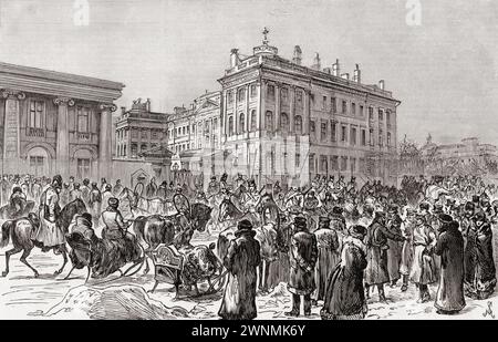 Der Anitchkoff-Palast oder der Anichkov-Palast, St. Petersburg, Russland. Residenz des Kaisers Alexander III., hier im 19. Jahrhundert zu sehen. From the London Illustrated News, veröffentlicht am 26. März 1887. Stockfoto