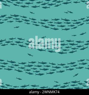 Schule von Fisch nahtlose Vektormuster. Sardinen. Textil, Verpackung, Sammelalbum, Verpackung. Vektorabbildung Stock Vektor