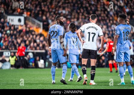 Antonio Rudiger von Real Madrid während des spanischen Meisterschaftsspiels der Liga zwischen Valencia CF und Real Madrid CF am 2. März 2024 im Mestalla-Stadion in Valencia, Spanien Stockfoto