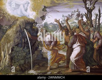 Die Überquerung des Roten Meeres, die Vatikanischen Loggien (italienisch Logge di Raffaello) im Apostolischen Palast, Vatikanstadt, dekoriert von Raffael im Jahr 1519: Stockfoto