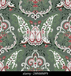 Florale Ornamente mit Blüten- und Blattmuster Stock Vektor