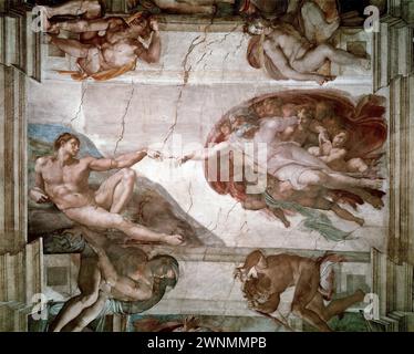 Michelangelo Buonarroti – Erschaffung Adams Stockfoto