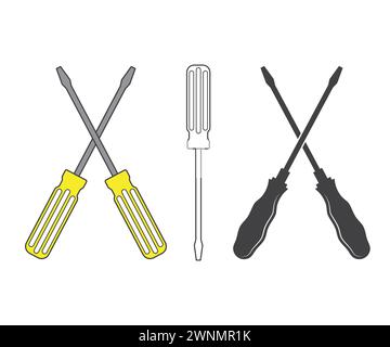 Kreuzschraubendreher, Schraubendreher, Schraubendreher Monogramm, Mechanic Tools SVG, Schraubendreher Stock Vektor