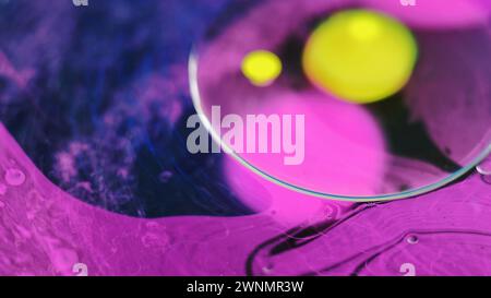 Ölfleck Tinte Wassermischung Farbe Nebel Lack Blasen Stockfoto