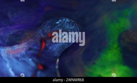 Öl Flüssigkeit Gel Blob Farbe Nebel Tinte Wassermischung Fluss Stockfoto