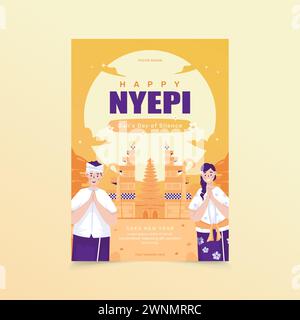 Posterdesign von Happy nyepi Day Greetings Stock Vektor