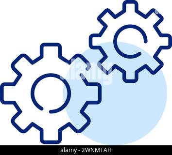 Zahnradsymbol für Feinmechanik. Synchronisierte Operation des kohäsiven Mechanismus. Pixel Perfect Vektor-Symbol Stock Vektor